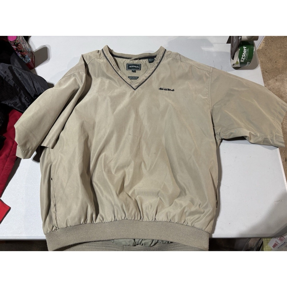 Bolle Golf Mens Medium Polyester Jacket Windbreaker‎ Water Wind Resistant Beige